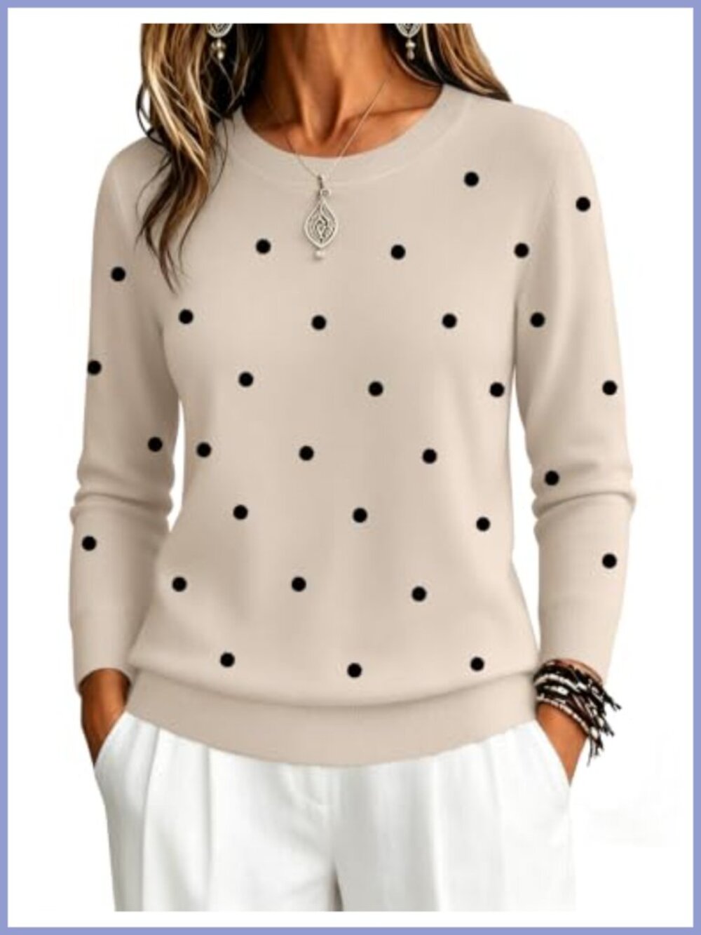 100% Viscose Crewneck Long Sleeve Pullover Sweater